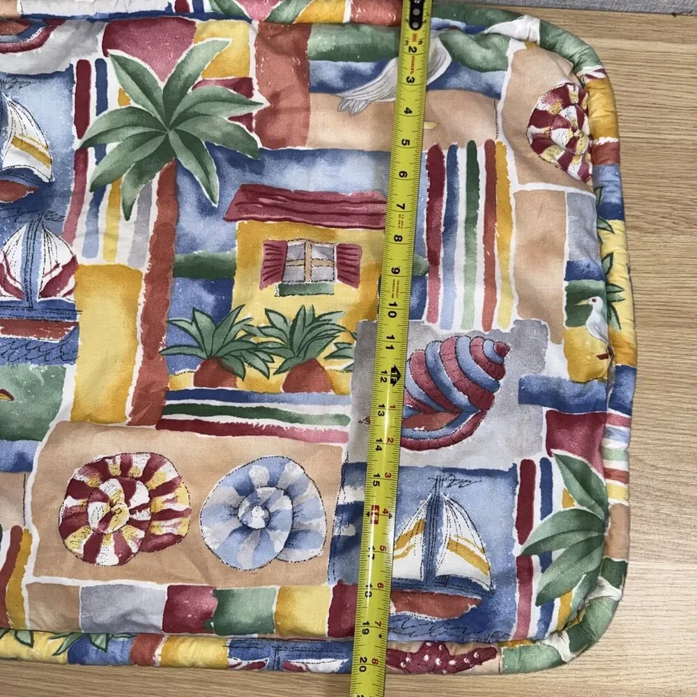 Vtg Coastal Patchwork Pillow Shams Pair Queen 30x20 Nautical Beach